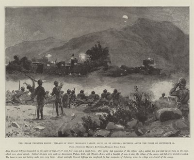 The Indian Frontier Rising, Village of Bilot, Mohmand Valley, Occupied by General Jeffreys after the Fight of 16 September by William Barnes Wollen